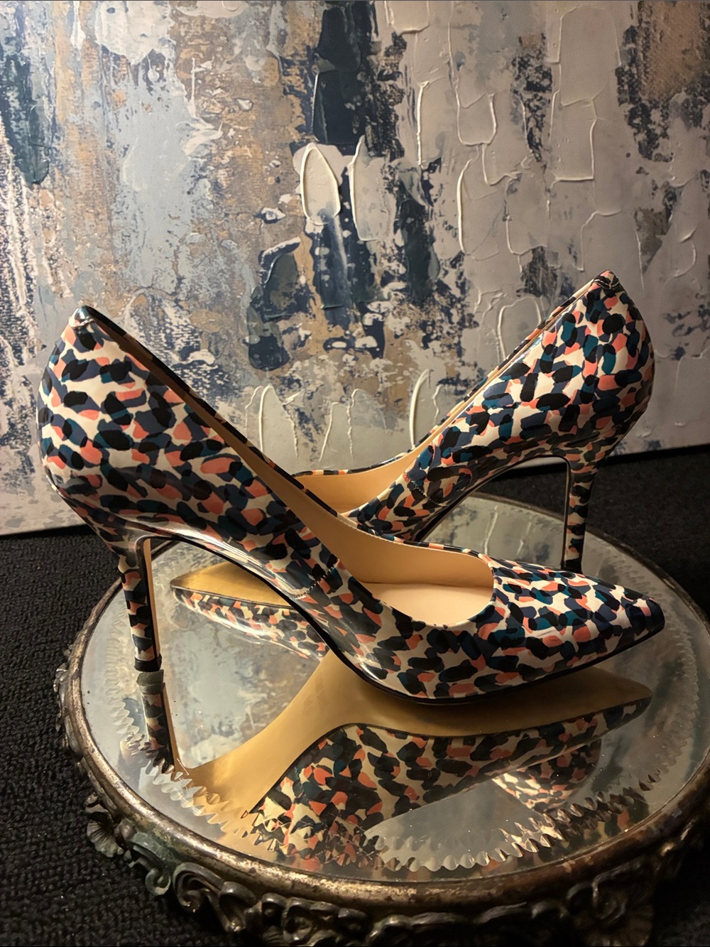 EUC! Nine West Women's Multi-Color Patterned Pointed-Toe Stiletto Heels